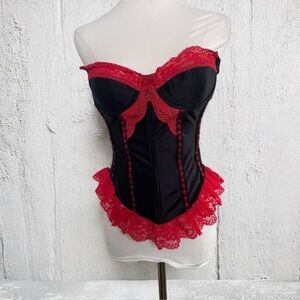 Vintage Elegant Black and Red Lace Corset whimsigoth fairy punk 36
